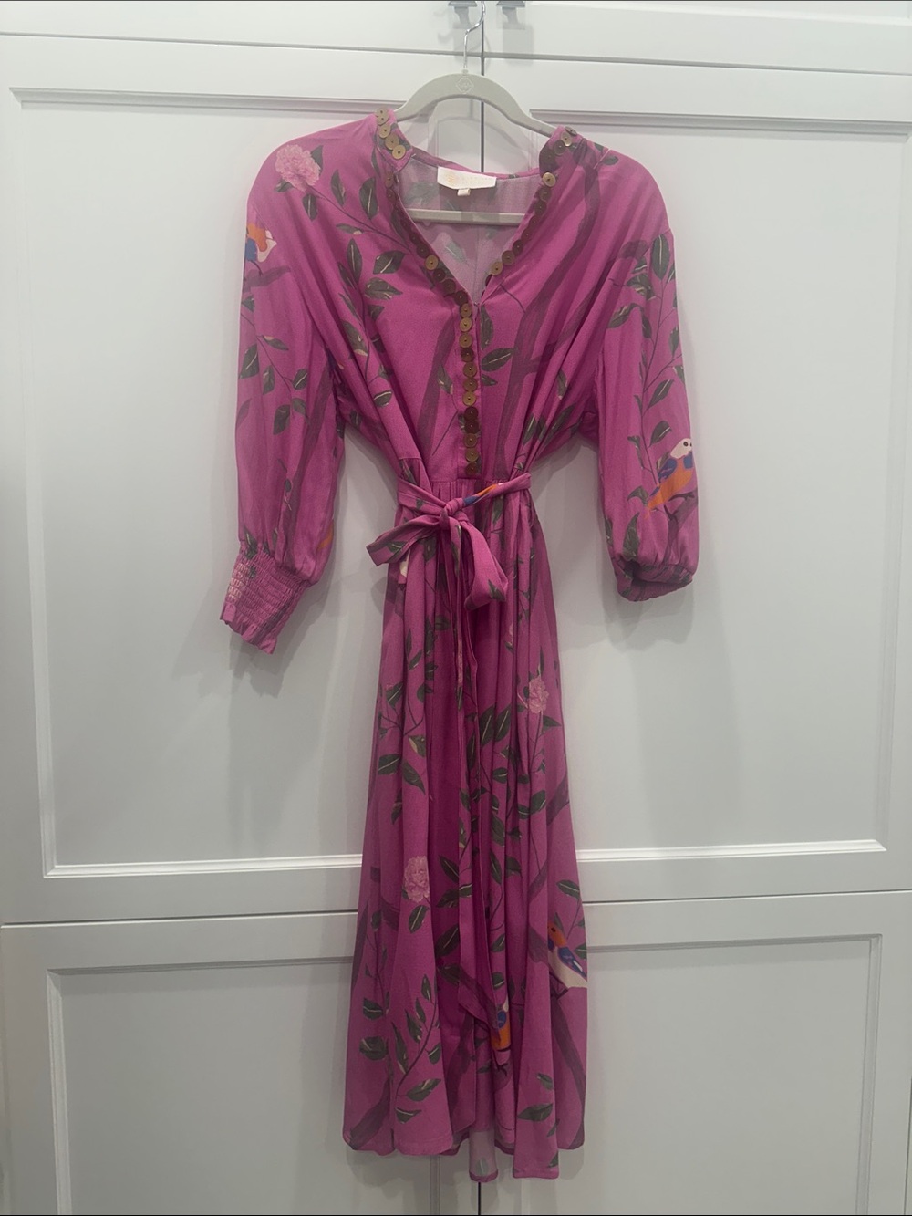 Pink Floral Tie-Waist Midi Dress
Sheridan French. Garden parties to cocktail!